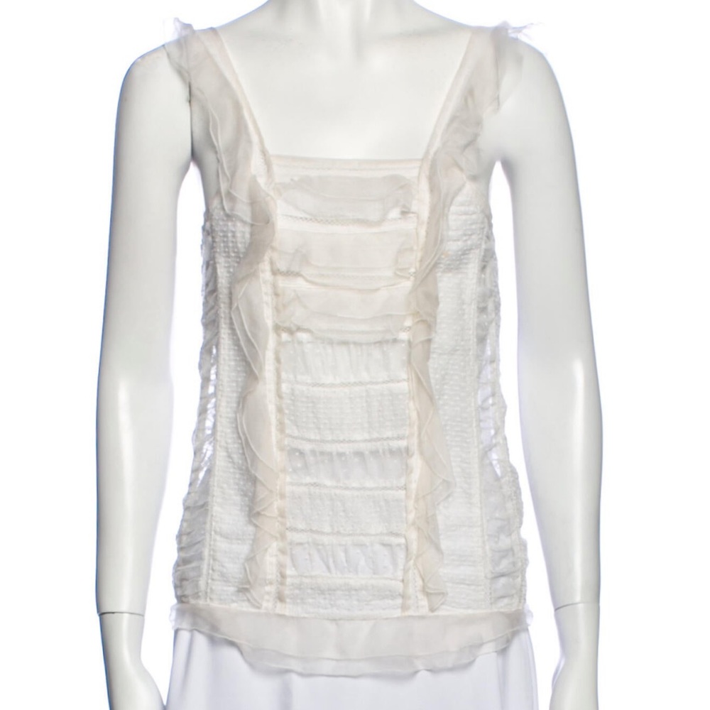Isabel Marant white ruffle and mesh top